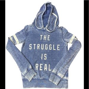 Freeze Distressed The Struggle is Real Drawstring Hoodie Sweatshirt XS